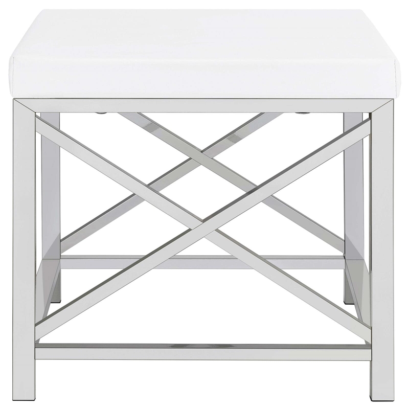 Pemberly Row 2-piece Wood Vanity Set with Hollywood Lighting White and Chrome