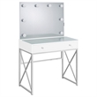 Pemberly Row 2-piece Wood Vanity Set with Hollywood Lighting White and Chrome