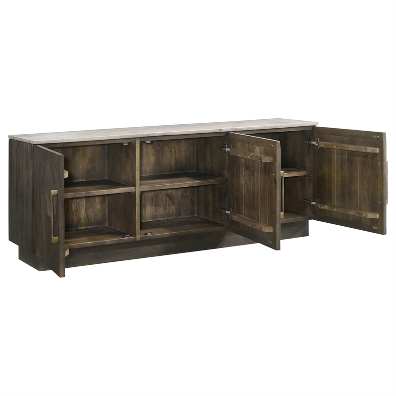 Pemberly Row 3-door Marble Top Dining Sideboard Server White and Tobacco Gray