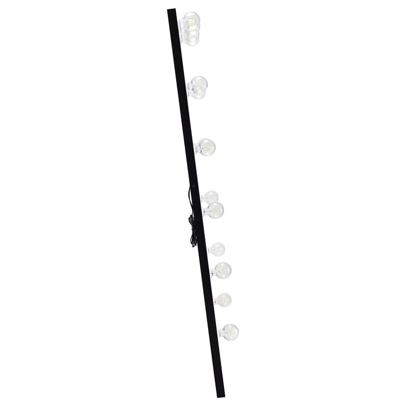 Pemberly Row Glass Full Length Floor Mirror with Lighting in Black and Mirror