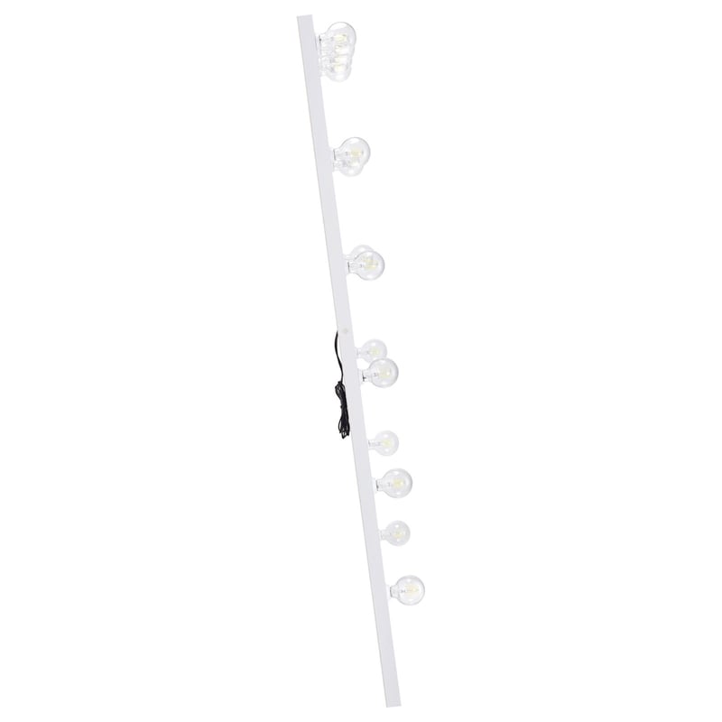 Pemberly Row Glass Full Length Floor Mirror with Lighting in White and Mirror