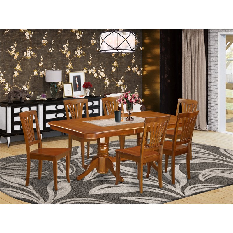 Pemberly Row Modern 7-piece Wood Kitchen Set in Saddle Brown