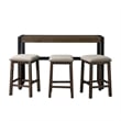 Pemberly Row Contemporary Multipurpose Bar Table Set in Walnut