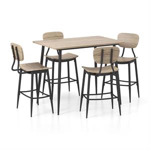Pemberly Row Wood 5-Piece Counter Height Dining Set in Natural