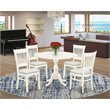 Pemberly Row 5-piece Wood Dining Set with Round Table in White