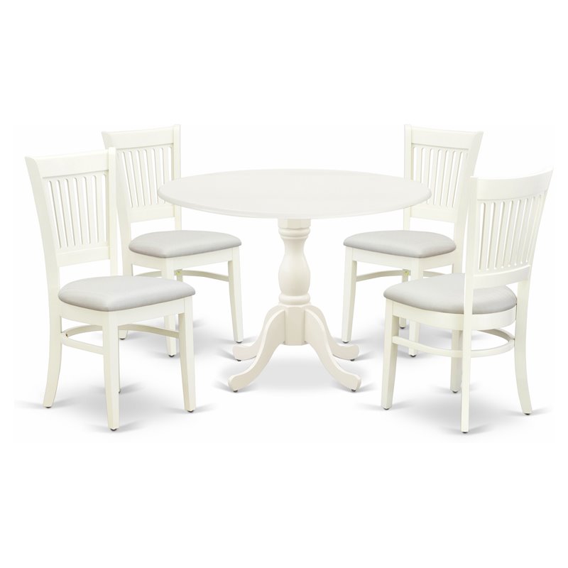 Pemberly Row 5-piece Wood Dining Set with Round Table in White
