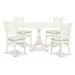 Pemberly Row 5-piece Wood Dining Set with Round Table in White