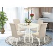 Pemberly Row Modern 5-piece Wood Dining Set in Linen White/Cream