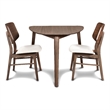 Pemberly Row Modern Corner Table and 2 Wood Back Chairs in Brown