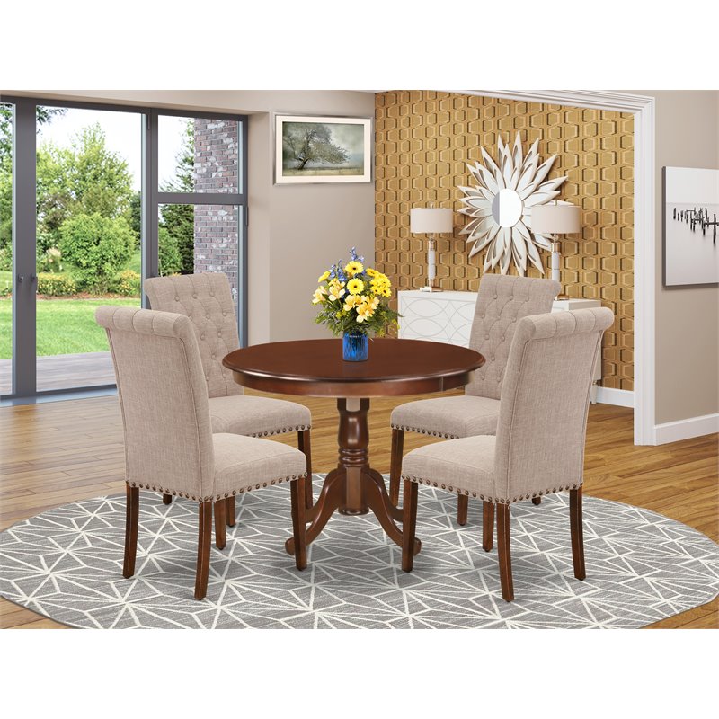 Pemberly Row Modern 5-piece Wood Dining Set in Mahogany/Light Fawn