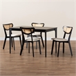Pemberly Row Cream Fabric and Black Finished Wood 5-Piece Dining Set