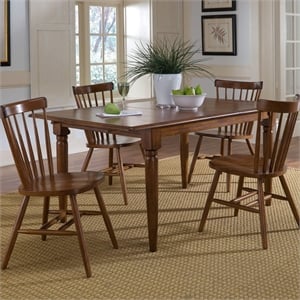Pemberly Row Traditional 5 Piece Butterfly Leaf Dining Set in Black and Tobacco