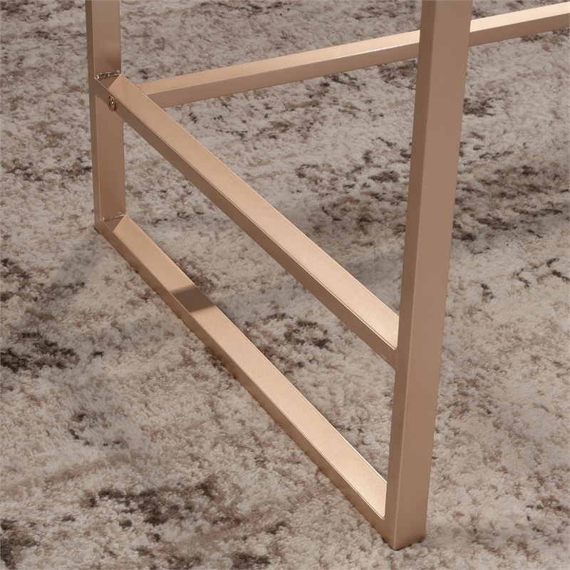 Pemberly Row Contemporary Engineered Wood L-Desk in Blade Walnut