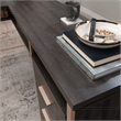Pemberly Row Contemporary Engineered Wood L-Desk in Blade Walnut