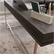 Pemberly Row Contemporary Engineered Wood L-Desk in Blade Walnut