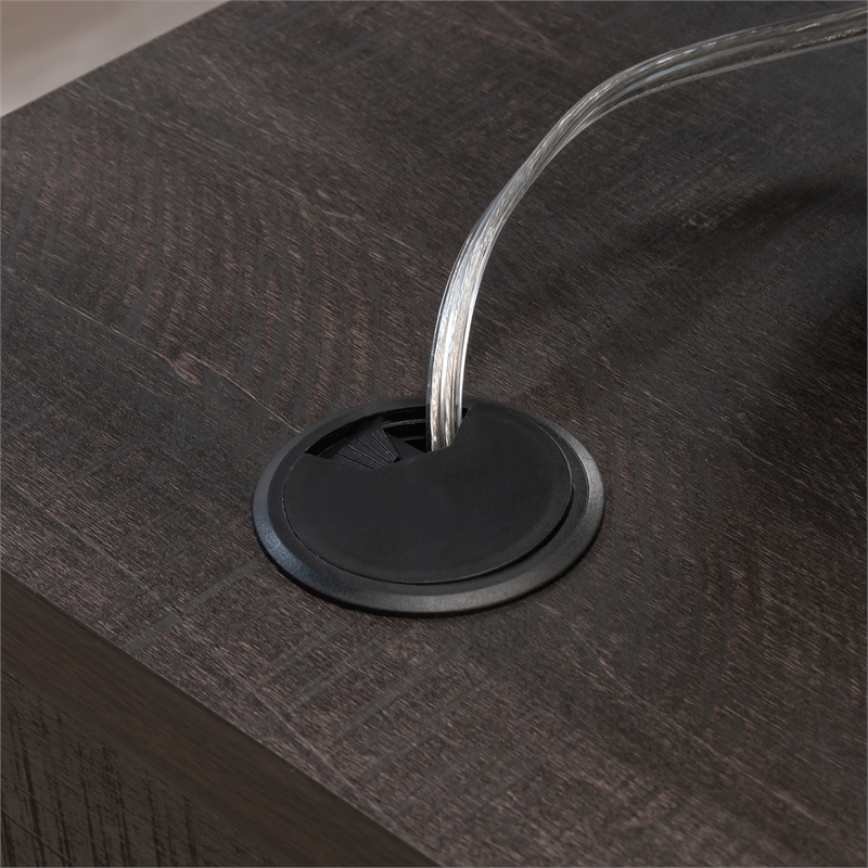 Pemberly Row Contemporary Engineered Wood L-Desk in Blade Walnut