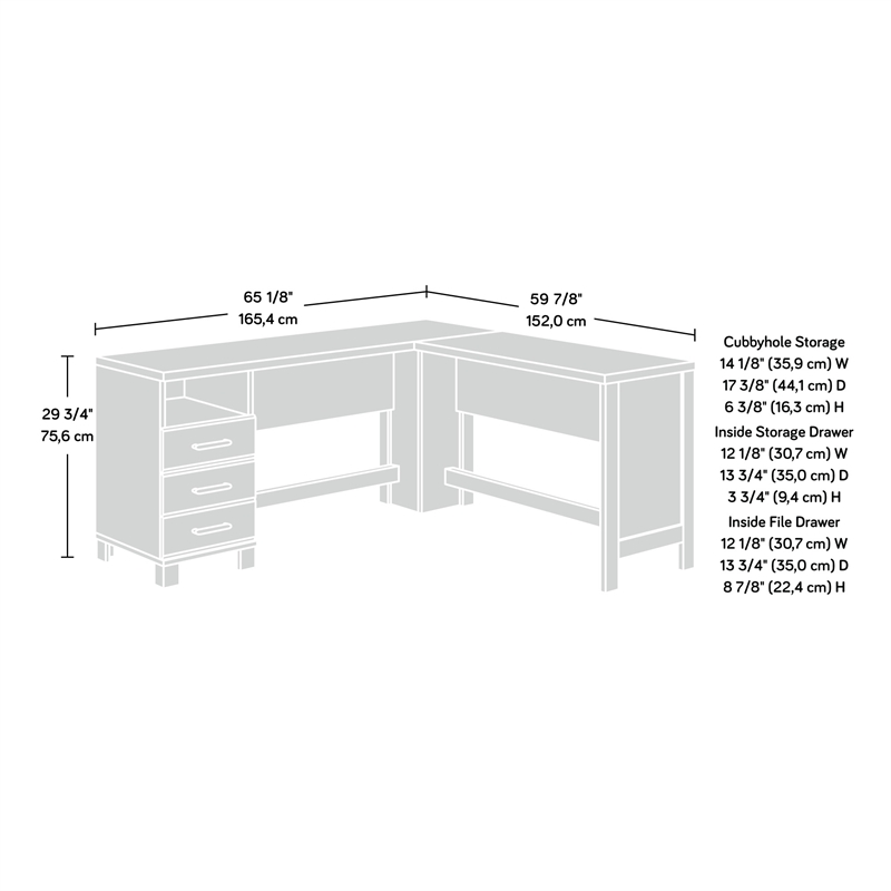 Pemberly Row Farmhouse Engineered Wood L-Desk in Timber Oak Finish