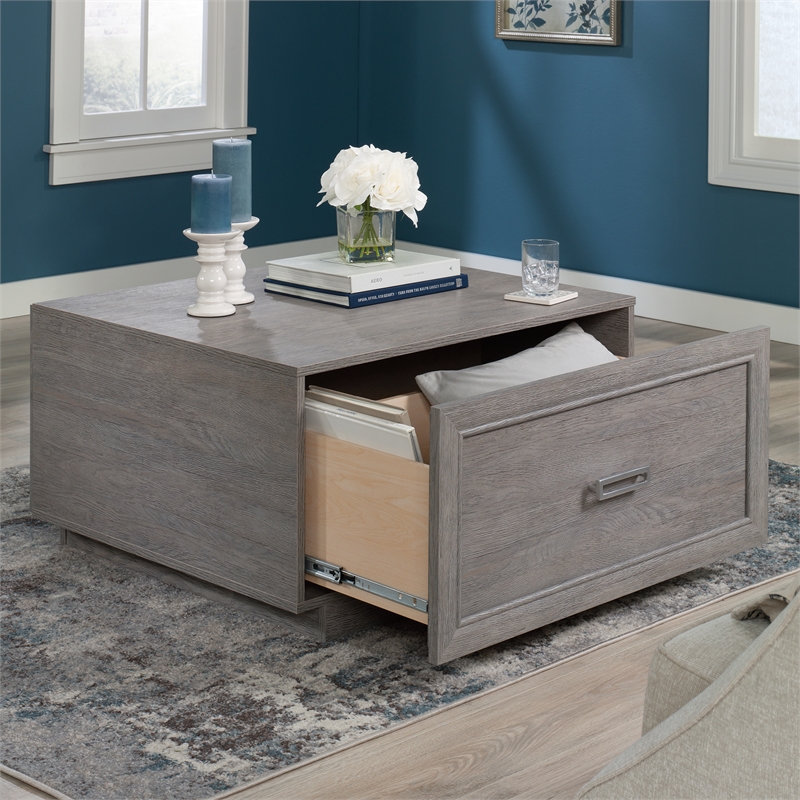 Pemberly Row Engineered Wood Coffee Table in Ashen Oak Finish