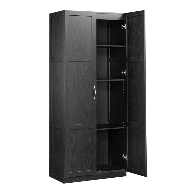 Pemberley Row Engineered Wood Black Storage Cabinet Rectangular 71.1