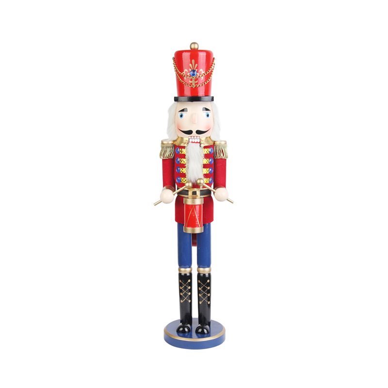 Pemberly Row Solid Wood Nutcracker Drummer Soldier in Multi-Color