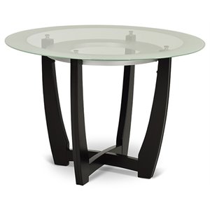 Pemberly Row 45&quot Round Glass Top Dining Table in Espresso Finish Base