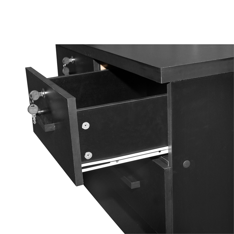 Pemberly Row 7 Drawer Chest Wooden Dresser with Lock in Black