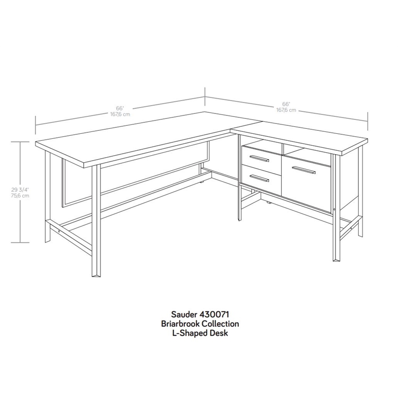 Pemberley Row Engineered Wood Barrel Oak L-Desk Rectangular Spacious 65.98