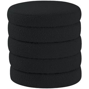 Pemberly Row Modern / Contemporary Black Boucle Fabric Ottoman/Stool