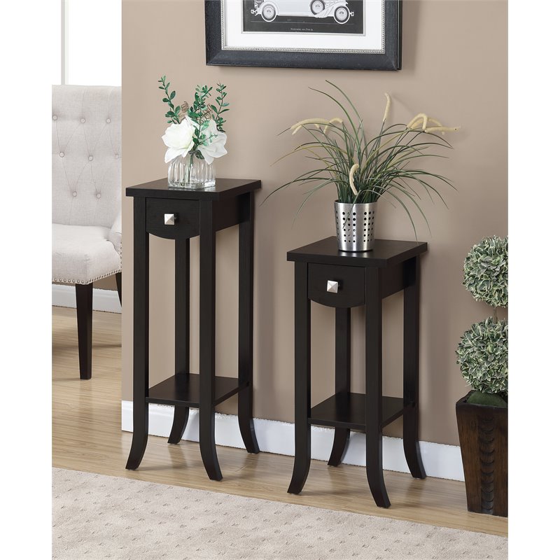 Pemberley Row Wood Espresso Plant Stand Rectangular Bottom Shelf 32