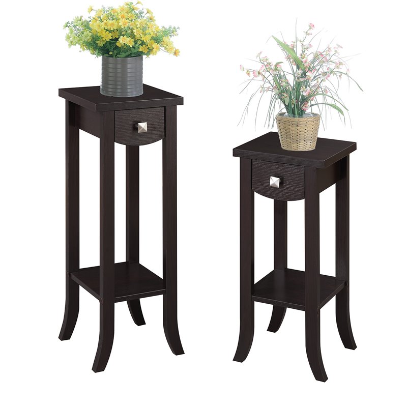 Pemberley Row Wood Espresso Plant Stand Rectangular Bottom Shelf 32