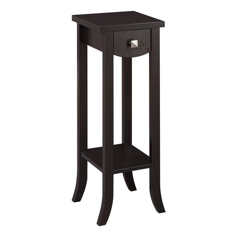 Pemberley Row Wood Espresso Plant Stand Rectangular Bottom Shelf 32