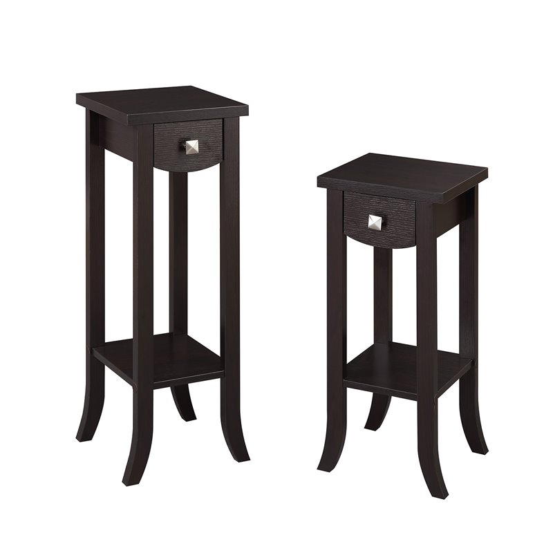 Pemberley Row Wood Espresso Plant Stand Rectangular Bottom Shelf 32