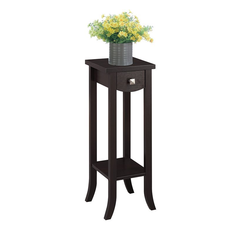 Pemberley Row Wood Espresso Plant Stand Rectangular Bottom Shelf 32