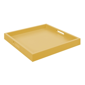 Pemberly Row Tray in Mustard Yellow Wood Finish with Handles
