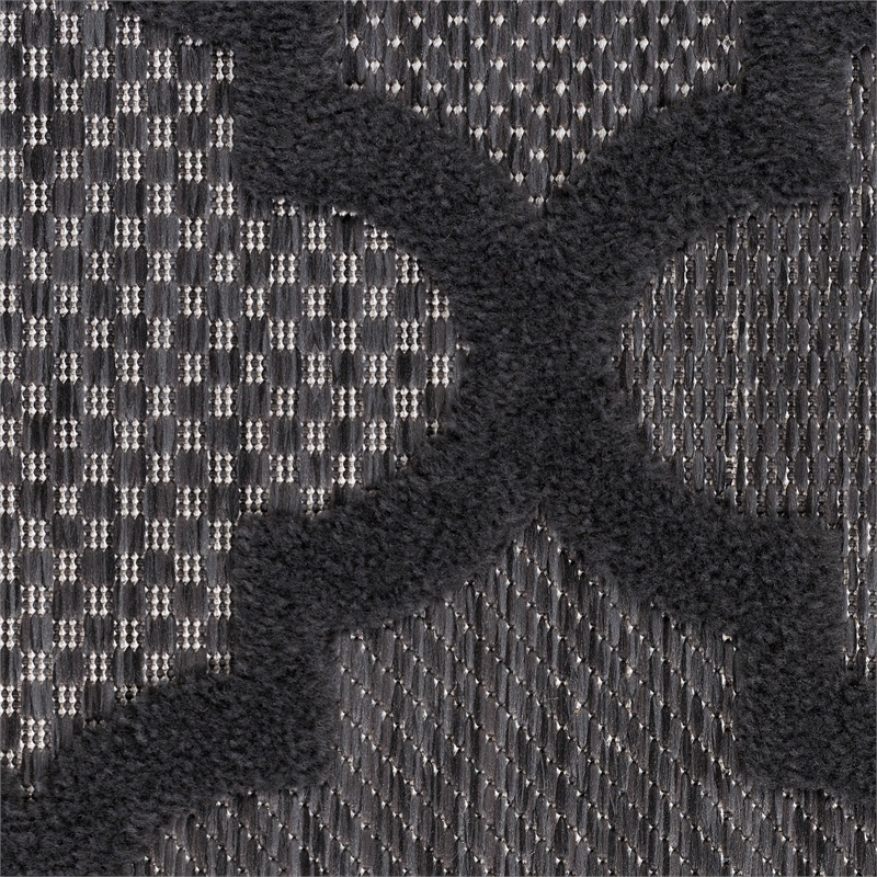 Pemberly Row Easy Care 9' x 12' Charcoal/Black Indoor/Outdoor Rug