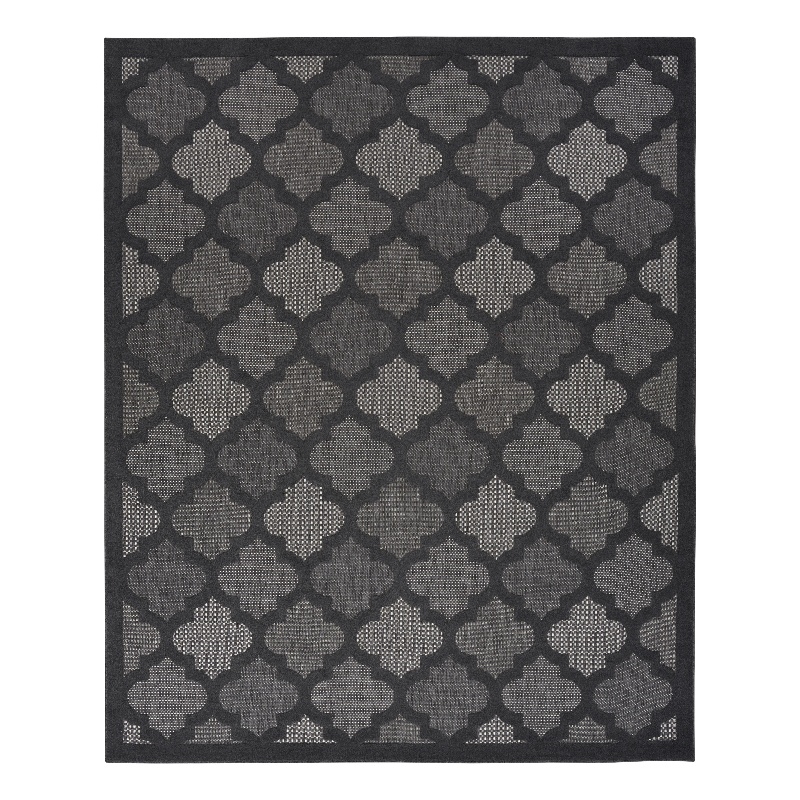 Pemberly Row Easy Care 9' x 12' Charcoal/Black Indoor/Outdoor Rug
