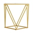 Pemberly Row Square End Table with White Marble Top and Gold Metal