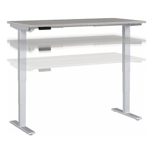 Pemberly Row 60W x 30D Adjustable Desk in Platinum Gray - Engineered Wood