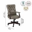 Pemberly Row High Back Tufted Office Chair w/ Arms in Washed Gray Bonded Leather