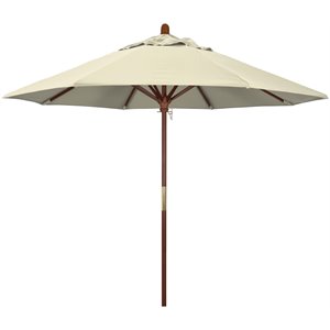Pemberly Row Modern 9' Olefin Push Lift Patio Umbrella in Beige