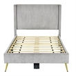Pemberly Row Solid Wood & Velvet Twin Size Platform Bed in Gray