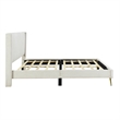 Pemberly Row Solid Wood & Velvet Full Size Platform Bed in Cream