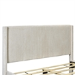 Pemberly Row Solid Wood & Velvet Platform Queen Bed in Cream