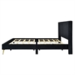 Pemberly Row Solid Wood & Velvet Platform King Size Bed in Black