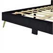 Pemberly Row Solid Wood & Velvet Platform King Size Bed in Black