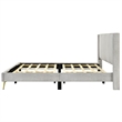 Pemberly Row Solid Wood & Velvet Platform King Size Bed in Gray