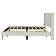 Pemberly Row Solid Wood & Velvet Platform King Size Bed in Cream