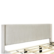 Pemberly Row Solid Wood & Velvet Platform King Size Bed in Cream
