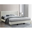 Pemberly Row Solid Wood & Velvet Platform King Size Bed in Cream