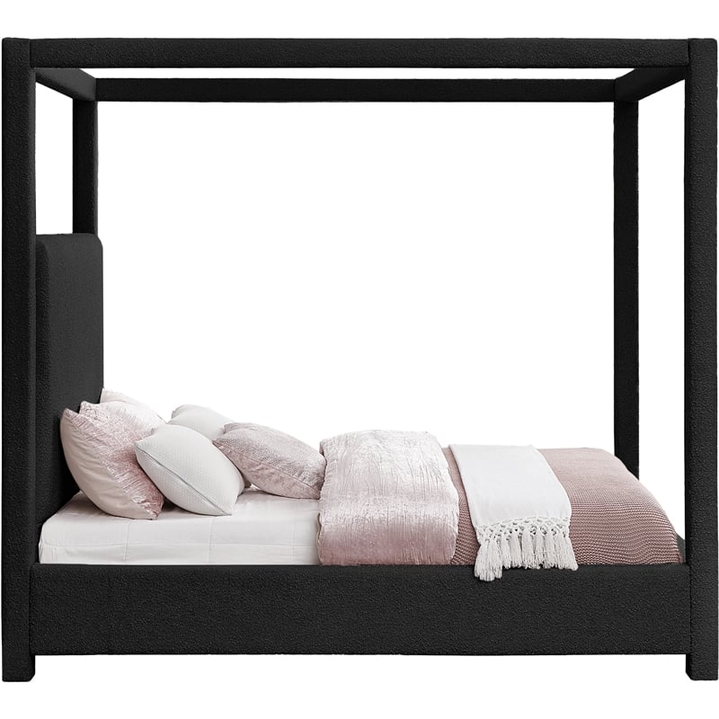 Pemberly Row Modern / Contemporary Black Boucle Fabric King Bed